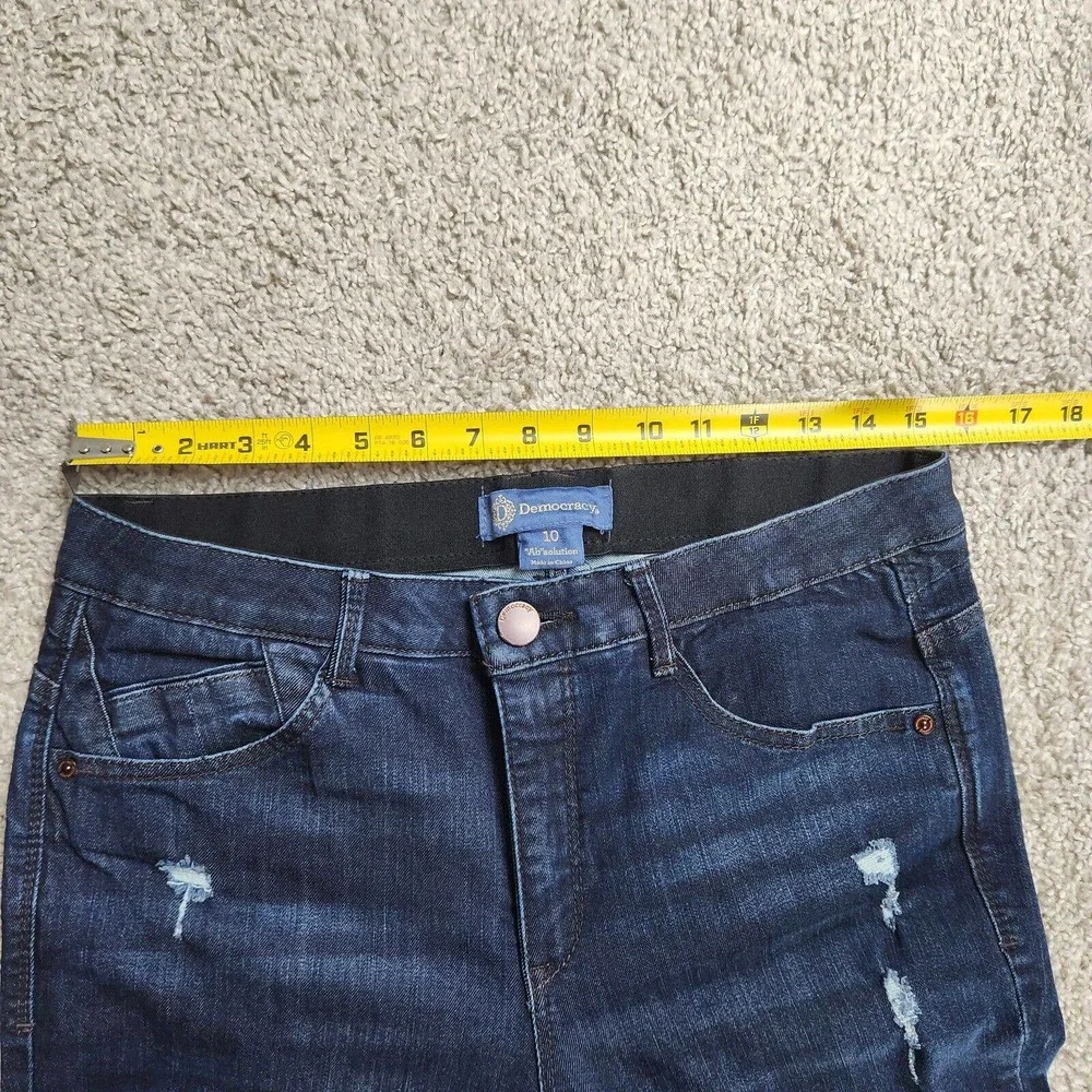 Democracy Absolution Jeans Dark Wash Distressed Stretch Denim Pants Size 10 - Picture 11 of 14
